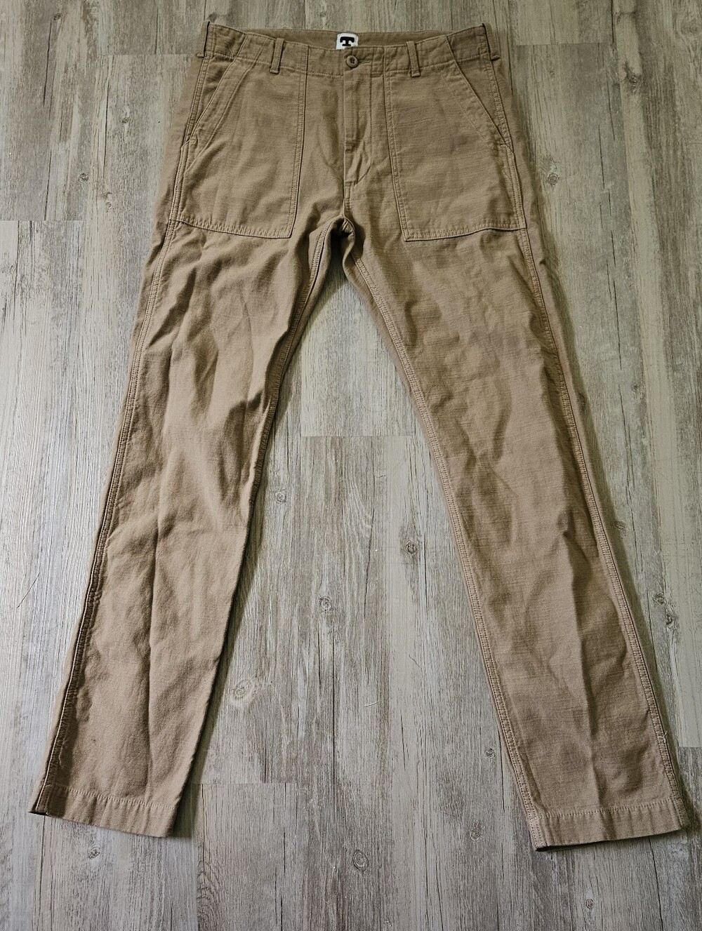Tellason Men's Tan Straight Workwear Utility Fatigue Pants 33 Made In Italy